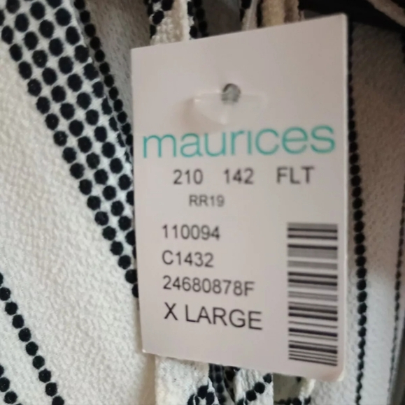 Maurices Black White Stripe Faux Wrap V-neck Flutter Sleeve Shark Bite Dress XL - Picture 10 of 10